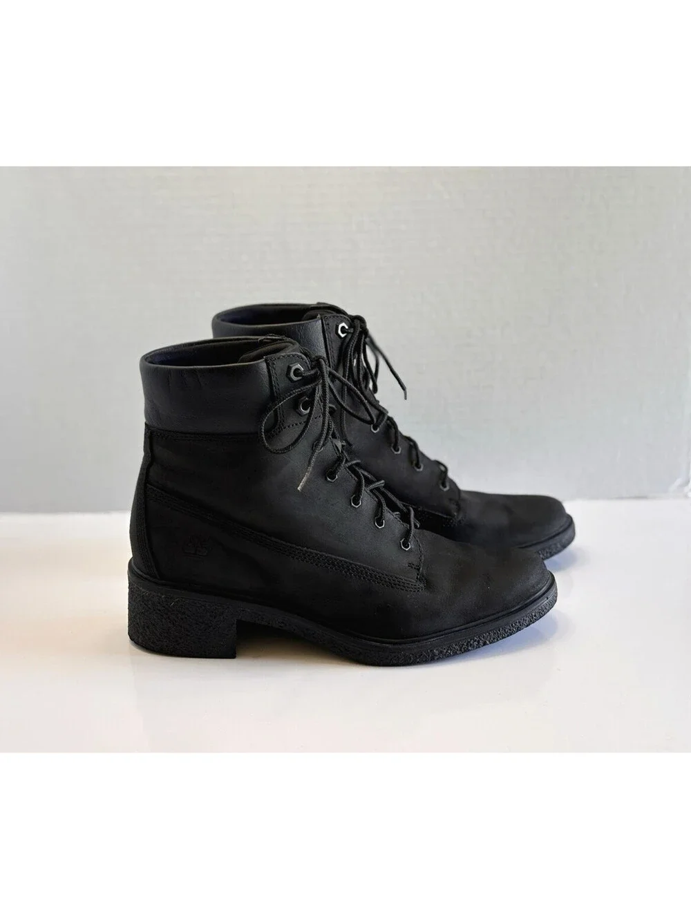 Timberland Brinda Ortholite Boots Women Black Nubuck Lace Up Heel Shoes Size 7.5